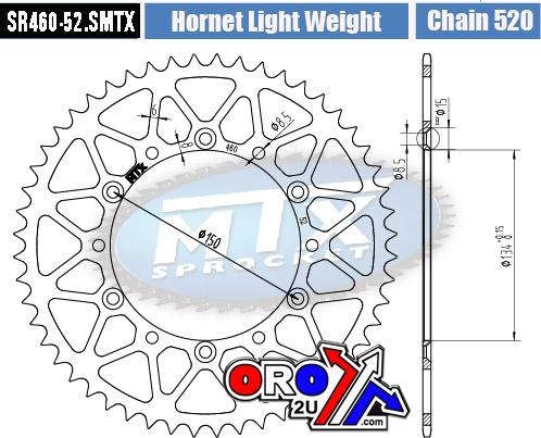 REAR SPROCKET STEEL HARD LIGHT SR460-52 11H-110-52