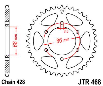 REAR SPROCKET JTR468.36 STEEL, HONDA ROAD JT