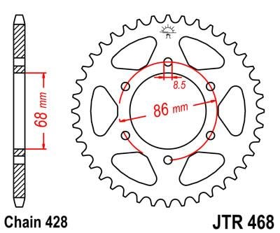 REAR SPROCKET JTR468.46 STEEL, HONDA ROAD JT