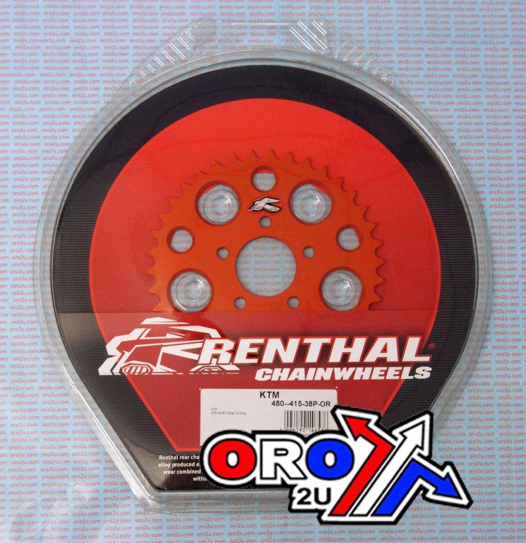 REAR SPROCKET RENTHAL 480, KTM 50 2010-2013 38T ORANGE, 480--415-38P-OR