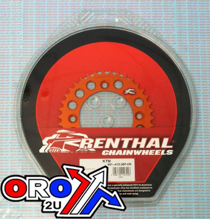 REAR SPROCKET RENTHAL 491, KTM/HUSKY 50 14-25, 38T ORANGE, 491--415-38P-OR