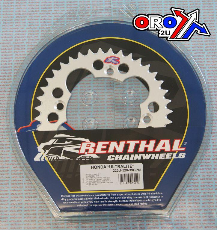 REAR SPROCKET RENTHAL ATV, ULTRALITE 223U-520-39GPSI SILVER