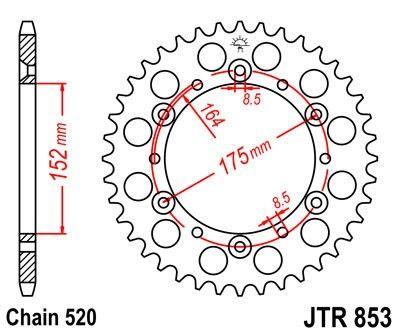 MINO REAR SPROCKET ALLOY BLK 853, 25-831-520-47