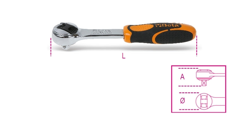 Reversible Ratchet, 1/4 Drive, 48 Teeth, 125mm Length - Beta Tools 900/55