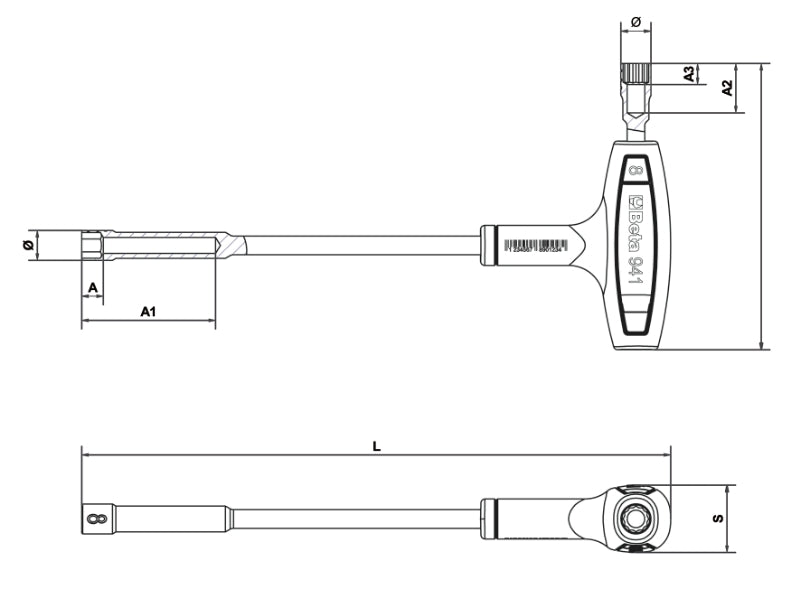 Hexagon/Bi-Hex Socket Wrench with High Torque Handle 10mm - Beta Tools 941 10