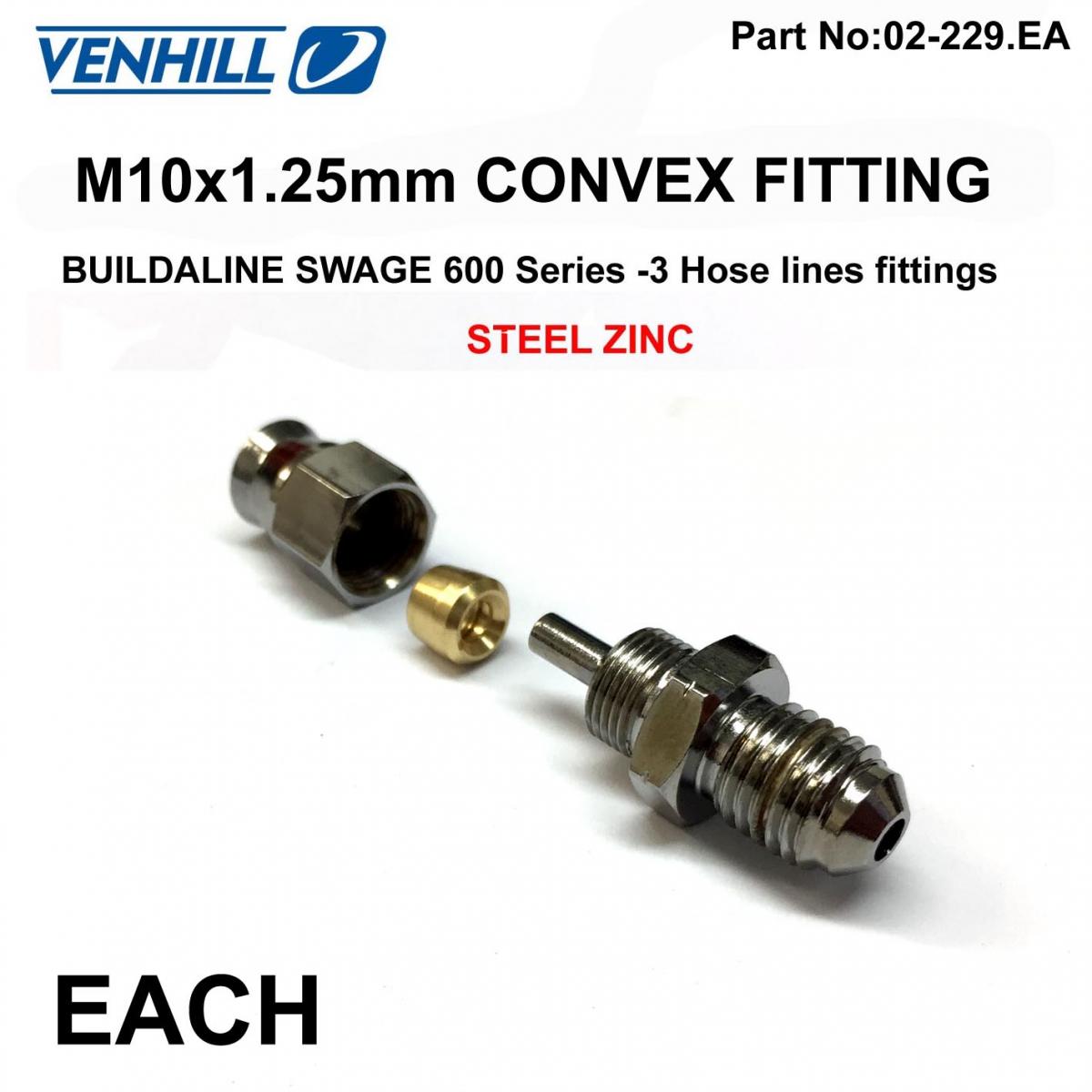 M10 x 1.25 MALE CONVEX 600-03 BRAKE HOSE END CHROME VENHILL 3/10125MHC, 445-32P BUILDALINE