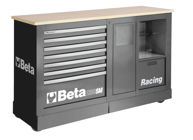 Special Mobile Roller Cabinet Racing SM Type with 7-Drawer Module and Service Module - Beta Tools C39SM-R