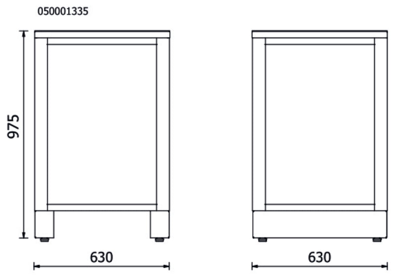 Lower Corner Element, 630x630mm Worktop, Shockproof PVC Coat - BetaRSC50 RSC50 KAI-G