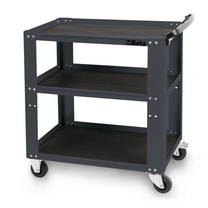Trolley with 3 Antislip Rubber Tops, Ergonomic Handle, 4 Castors 100mm, 200kg Load Capacity - Beta Tools C51 G