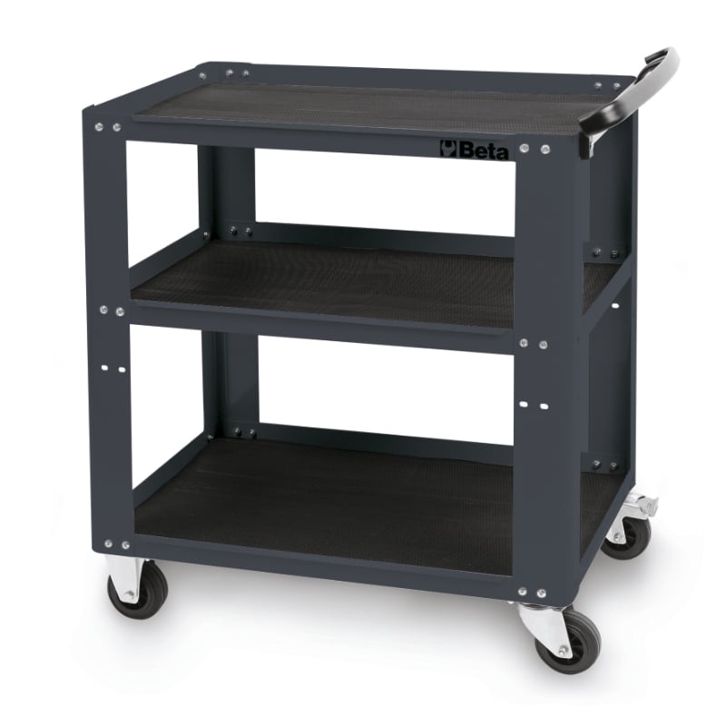 Trolley with 3 Antislip Rubber Tops, Ergonomic Handle, 4 Castors 100mm, 200kg Load Capacity - Beta Tools C51 R
