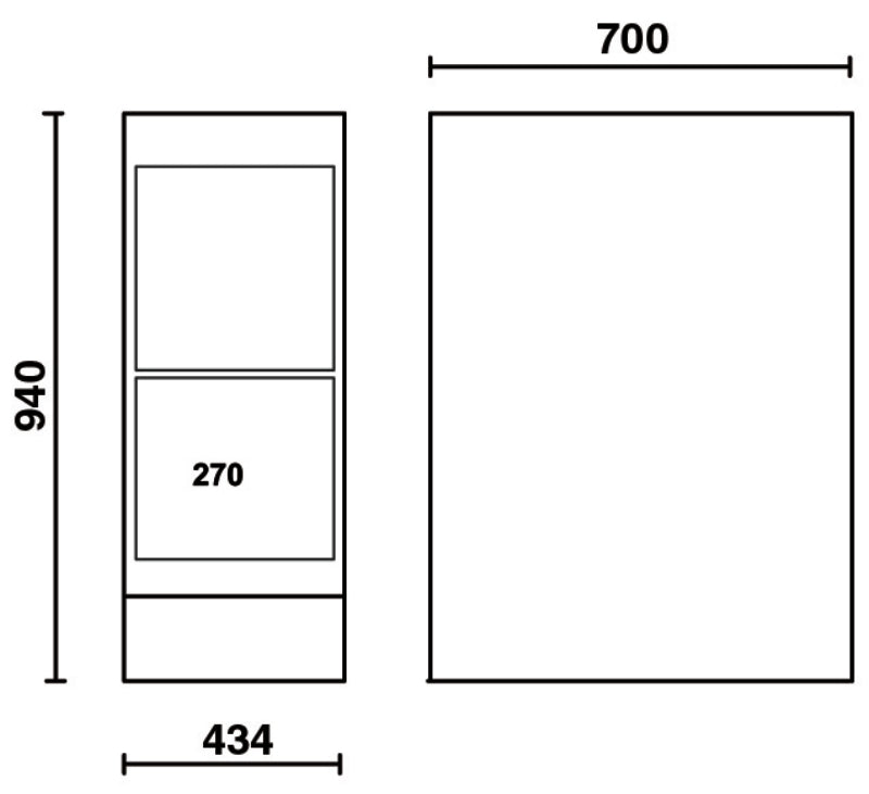 Double Leg with Paper Roll Holder Compartment, Door, Adjustable Feet - BetaRSC55 C55B/GDP