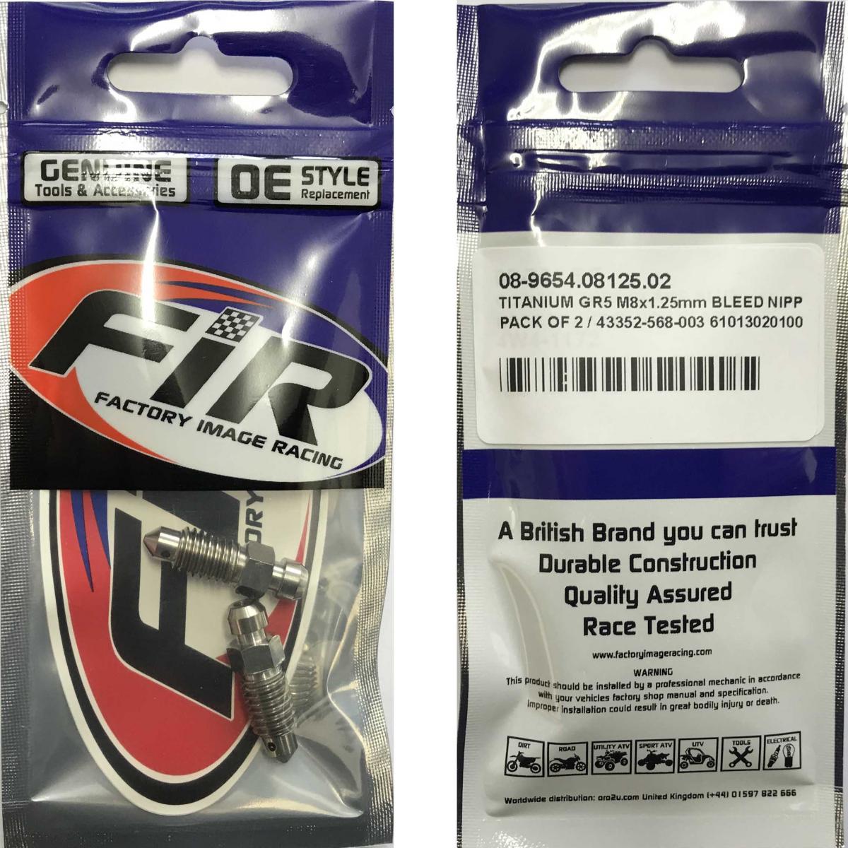 TITANIUM GR5 M8x1.25mm BLEED NIPPLE, PACK OF 2 / 43352-568-003 61013020100, / 36Y-W0048-00