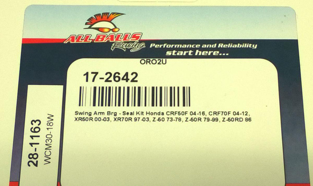 SWINGARM BUSH KIT CRF50, ALLBALLS 28-1163 HONDA XR50