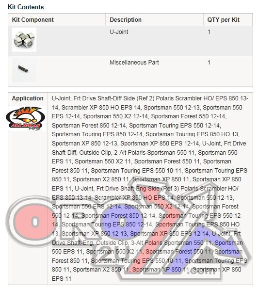 UNIVERSAL JOINT POLARIS, ALLBALLS 19-1016