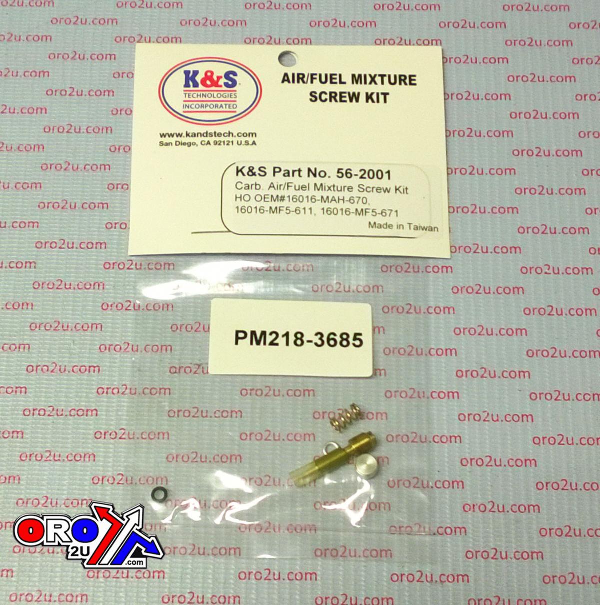 AIR FUEL SCREW KIT HONDA VT VF, 16016-MAH-670, HONDA ROAD, KS 56-2001