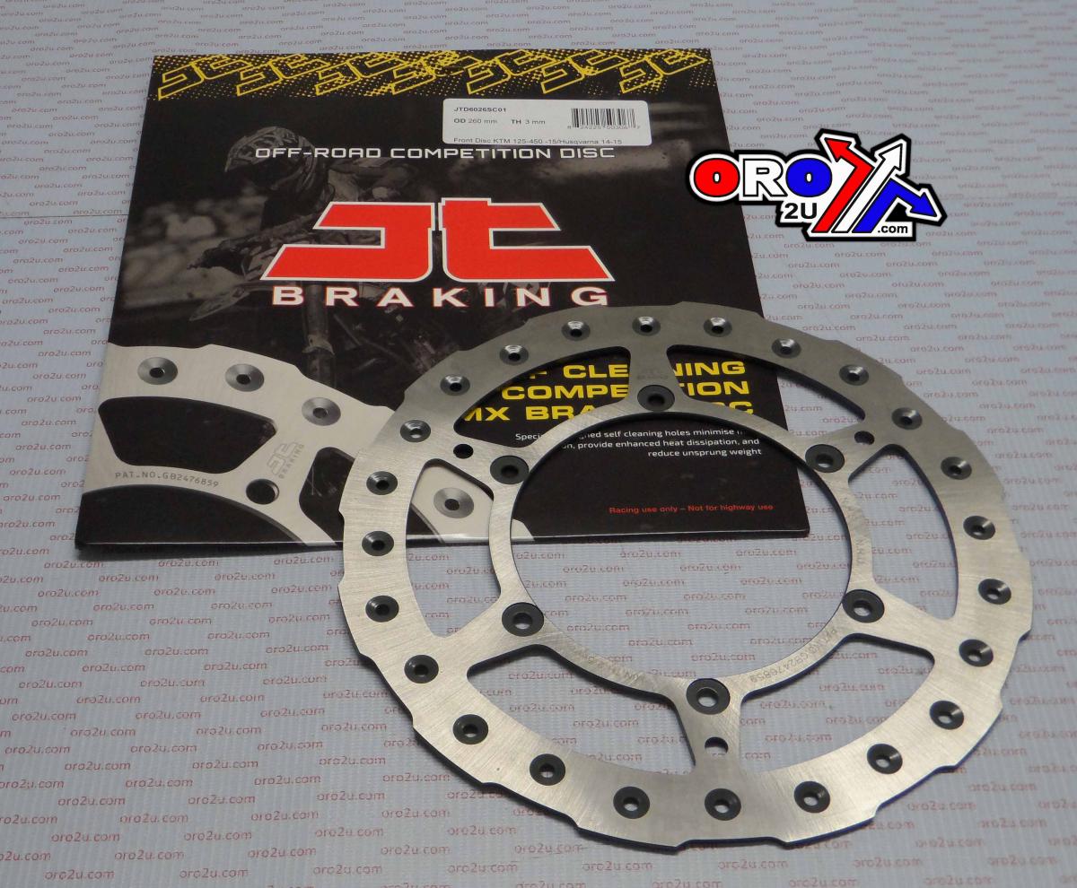 DISC BRAKE FRONT KTM, NO SPEEDO HOLE, JT, JTD6026SC01 SX, SX-F, EXC, SELF-CLEANING HOLES