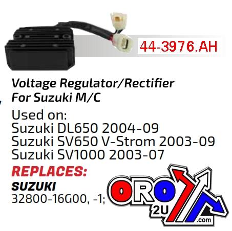 REGULATOR SUZUKI DL650 SV650, ASU6021, 32800-16G00, -16G013530-059 / 32800-16G01 / 32800-44D30 / 32800-16G00 / 32800-44D31, ROAD