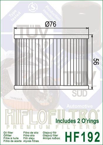OIL FILTER HIFLO HF192, Triumph 121-00-31-T0-301
