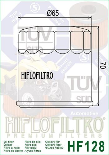 OIL FILTER HIFLO HF128, 49065-2071, 49065-2078