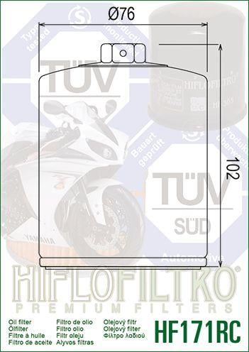 OIL FILTER HIFLO HF171BRC RACE, 63798-99, 63731-99, 63731-99A, ROAD, BUELL