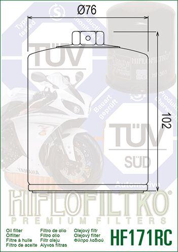 OIL FILTER HIFLO HF171CRC RACE, 63798-99, 63731-99, 63731-99A, ROAD, BUELL