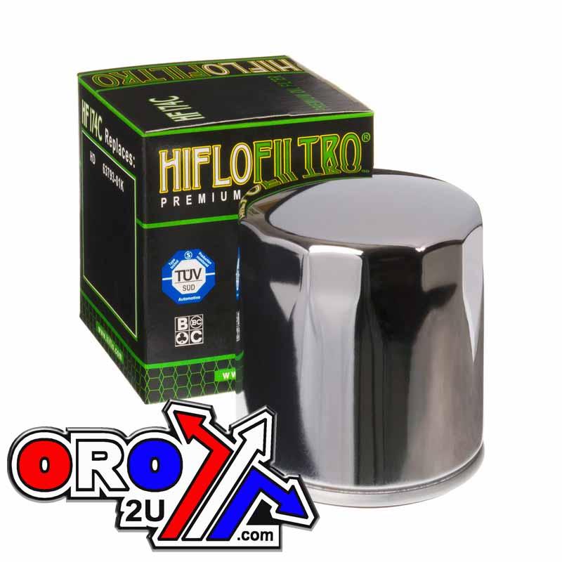 OIL FILTER HIFLO HF174C CHROME, Harley Davidson 63793-01K, ROAD
