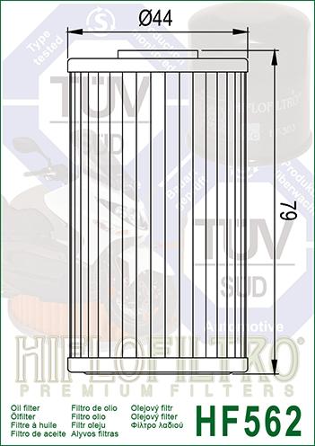 OIL FILTER HIFLO HF562 KYMCO, ROAD, 1541A-KKC3-9000