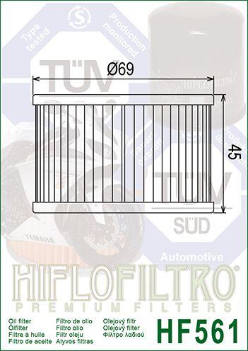 OIL FILTER HIFLO HF561, Kymco 1541A-KED9-9000