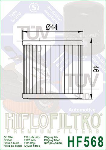 OIL FILTER HIFLO HF568, Kymco 1541A-LEH6-E00