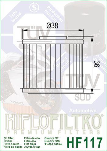 OIL FILTER HIFLO HF117, Honda 15412-MGS-D21