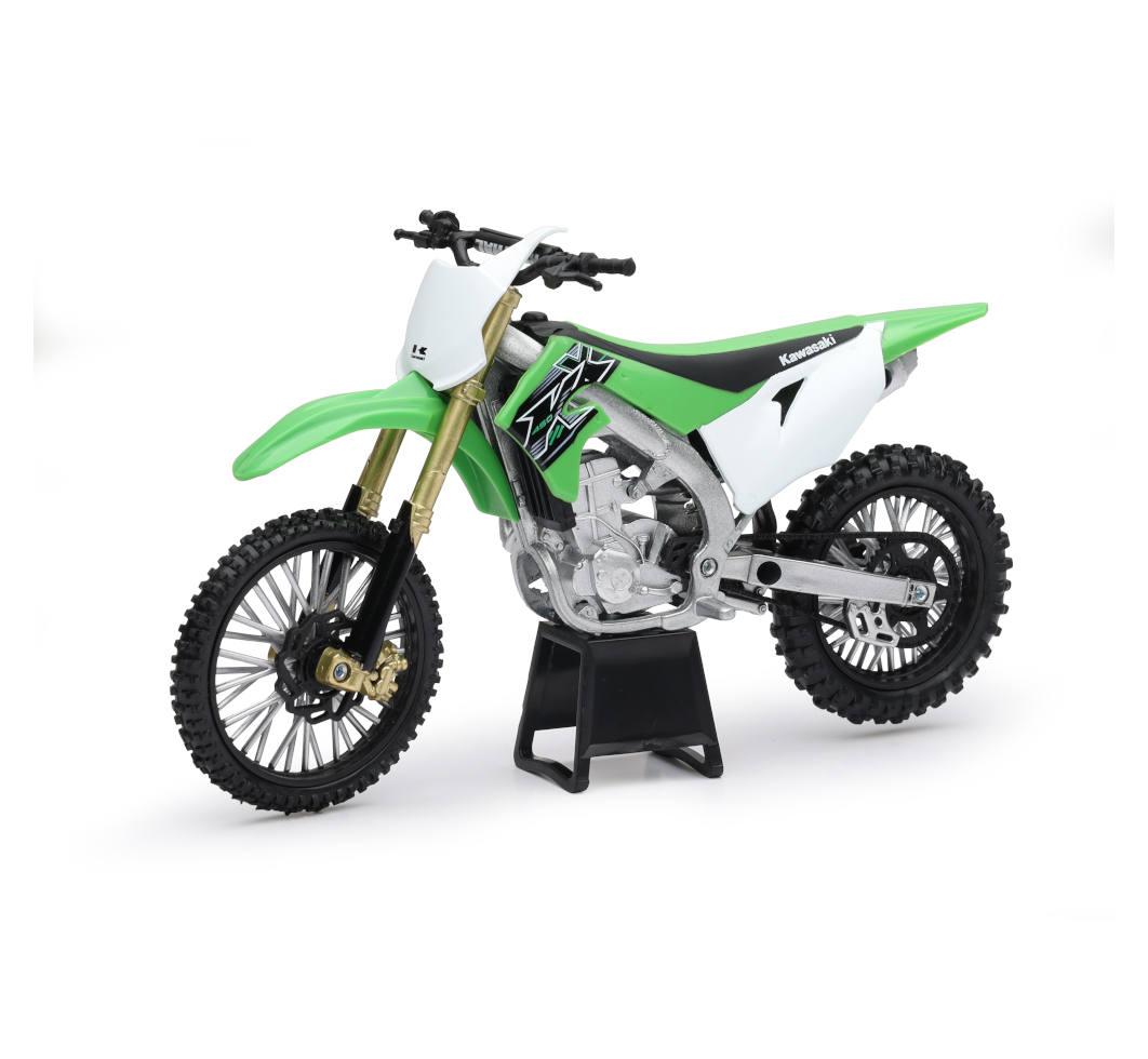 MODEL DIE CAST KAWASAKI KX 450 F, GREEN AND BLACK, SCALE 1:12, NEWRAY 58103