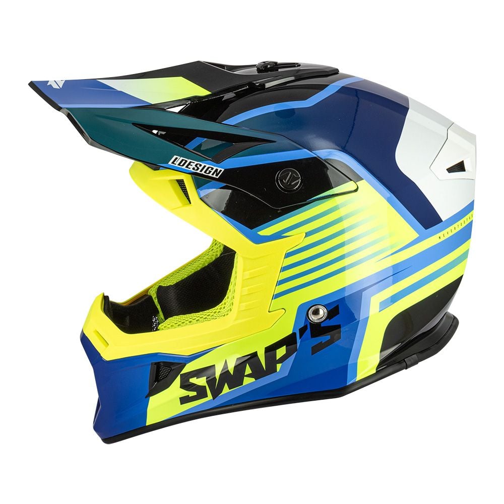 MOTOCROSS HELMET SWAPS S818 - SHINY FLUO YELLOW - SIZE S 55cm - 56cm