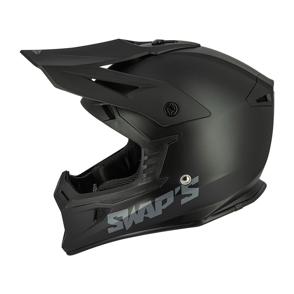 MOTOCROSS HELMET SWAPS S818 - MATT BLACK - SIZE XL 61cm - 62cm