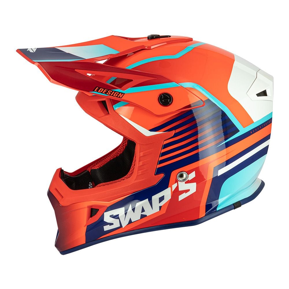 MOTOCROSS HELMET SWAPS S818 - SHINY RED BLUE WHITE - SIZE XL 61cm - 62cm