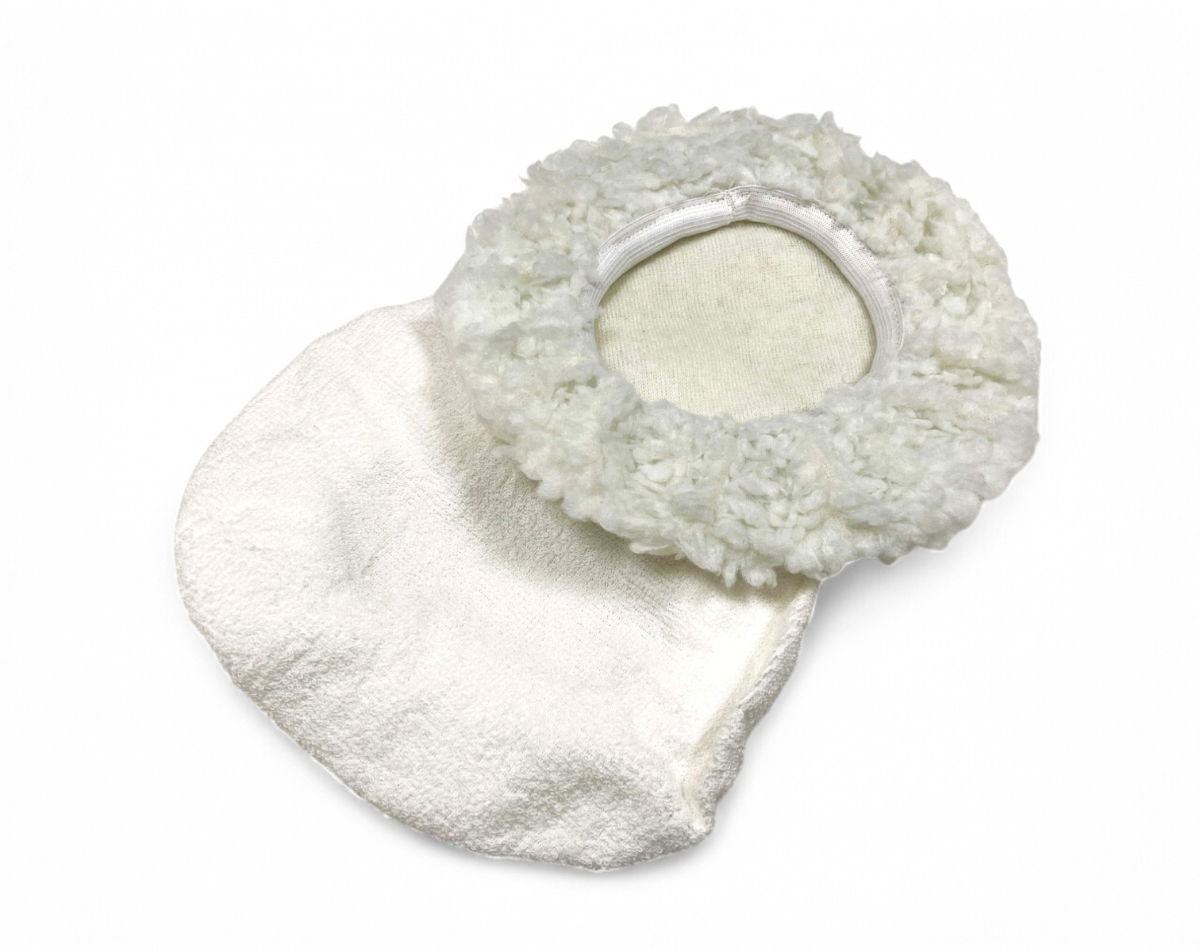 POLISHING BONNETS 2PC 240mm SIMULATED LAMBS WOOL AND TERRY CLOTH - TOOLZONE KDPAB008