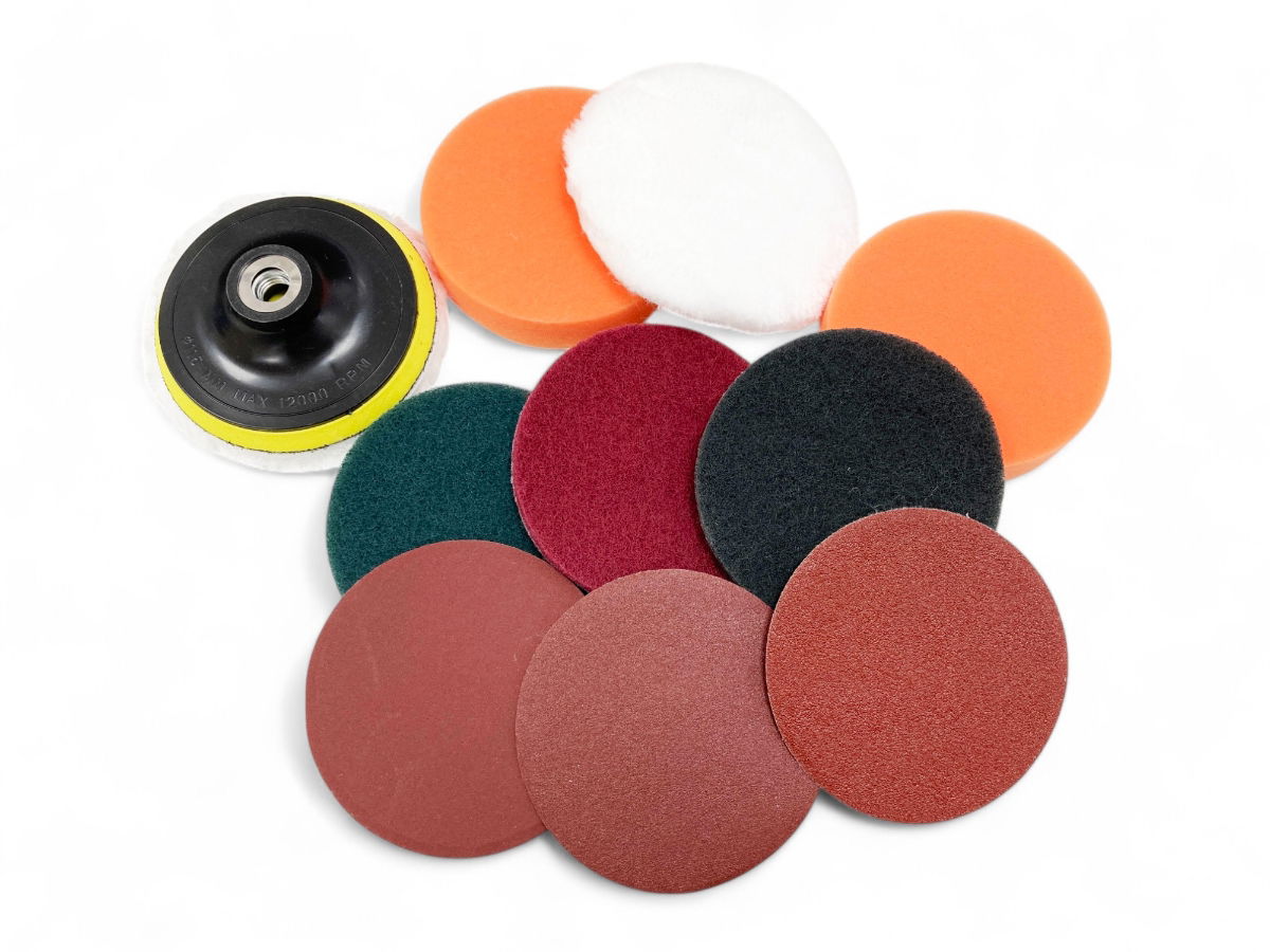 SANDING AND BUFFING KIT 12 PIECES 115mm WITH M14 ARBOR - TOOLZONE KDPAB171