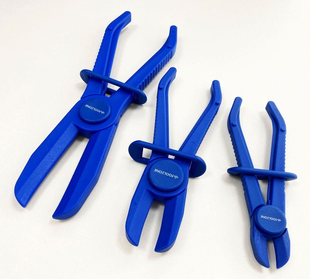 HOSE CLAMP PLIER SET 3pc FOR COOLANT FUEL AND VACUUM HOSES - TOOLZONE KDPAU004