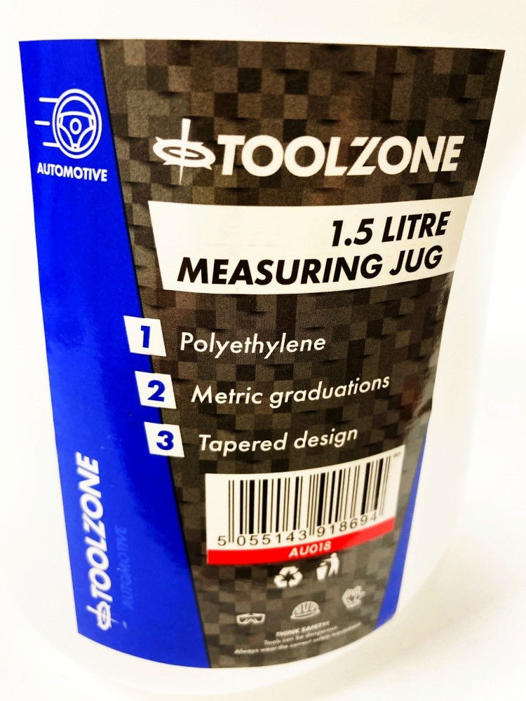MEASURING JUG 1.5 litre TAPERED POLYETHYLENE WITH FIXED SPOUT - TOOLZONE KDPAU018