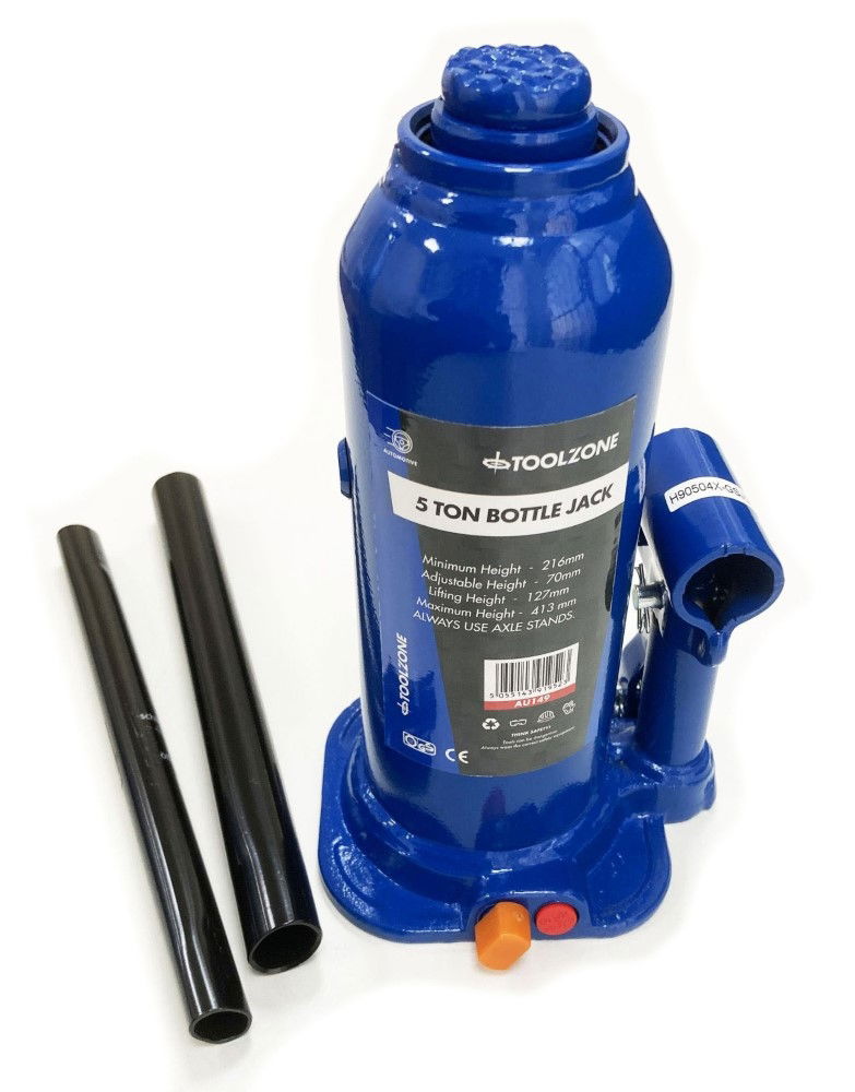 BOTTLE JACK 5 TON min height 216mm max height 413mm - TOOLZONE KDPAU149