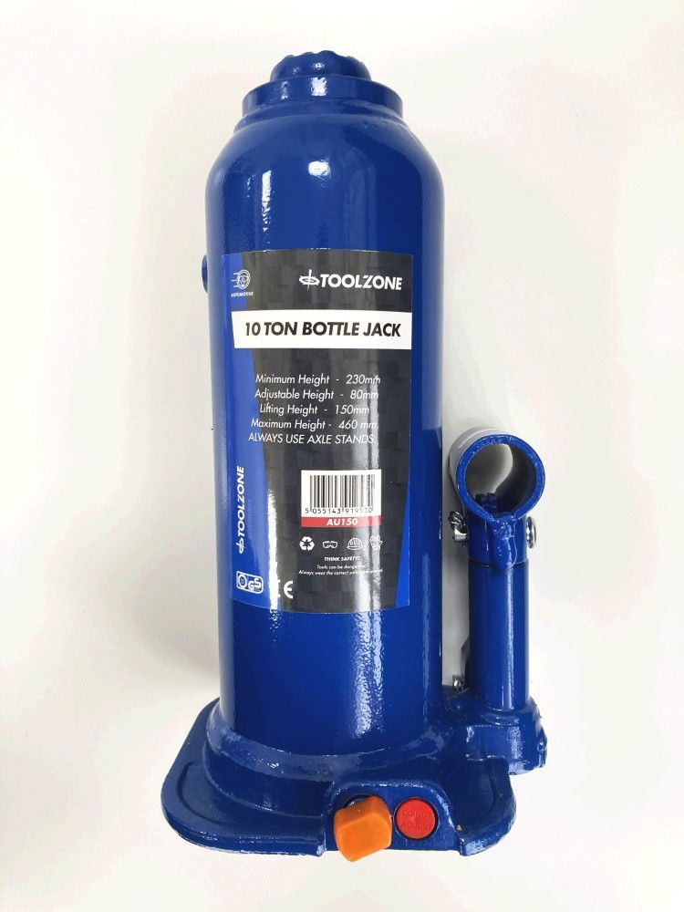 BOTTLE JACK 10 TON min height 230mm max height 460mm - TOOLZONE KDPAU150
