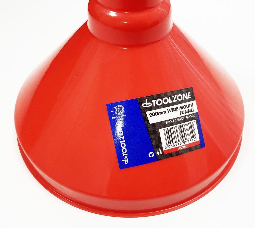 PLASTIC FUNNEL ORANGE 200mm - TOOLZONE KDPAU250