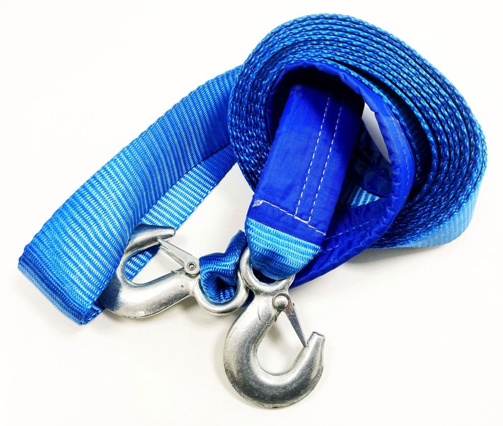 TOW STRAP 2 x 6m 3tonne WITH STEEL HOOKS - TOOLZONE KDPAU322