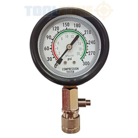 PETROL COMPRESSION TEST KIT 8pc 63mm GAUGE UP TO 300 psi - TOOLZONE KDPAU343