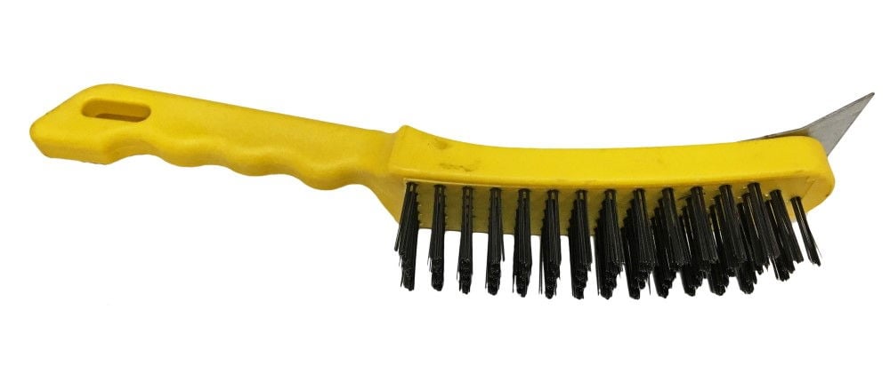 WIRE BRUSH 5 ROW WITH SCRAPER PLASTIC HANDLE - TOOLZONE KDPBR002