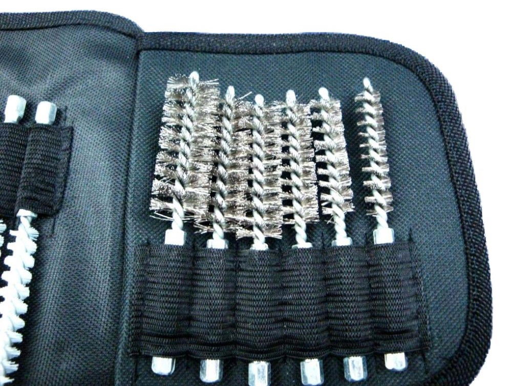 SPIRAL BRUSH SET 20PC DETAIL BRASS STAINLESS STEEL NYLON 150mm EXTENSION - TOOLZONE KDPBR053
