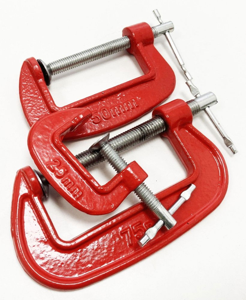 G CLAMP SET 3PC MINI 25mm 50mm 75mm - TOOLZONE KDPCL004