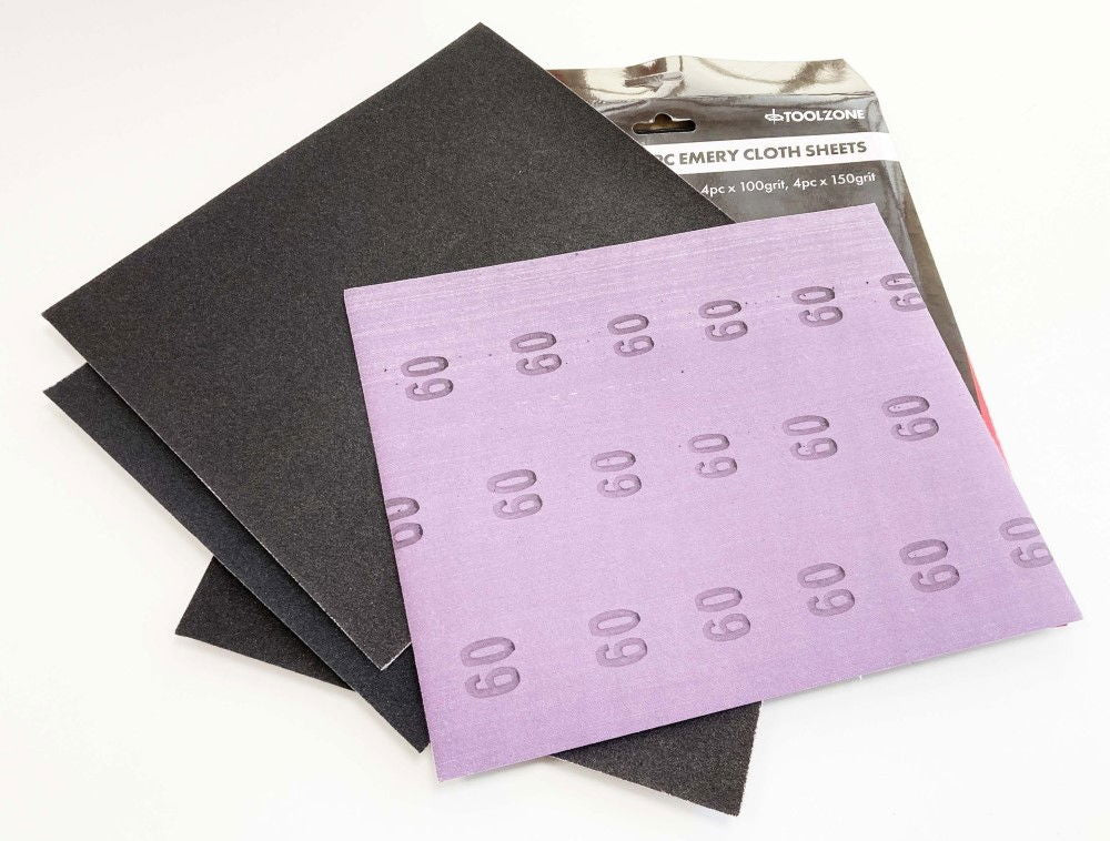 EMERY CLOTH SHEETS 10PC 230 x 280mm ASSORTED GRITS - TOOLZONE KDPDC127