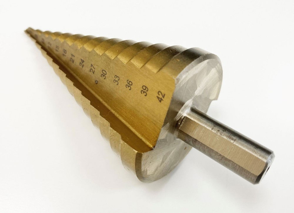 STEP DRILL HSS 4-42mm 14 STEPS 10mm SHANK TITANIUM COATED - TOOLZONE KDPDR037