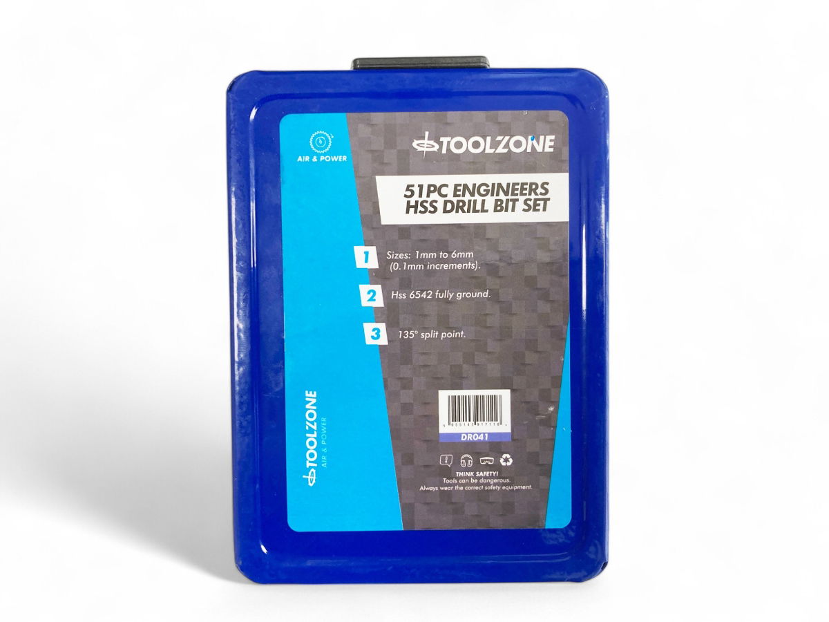 DRILL BIT SET HSS 51PC 1-6mm IN 0.1mm INCREMENTS - TOOLZONE KDPDR041