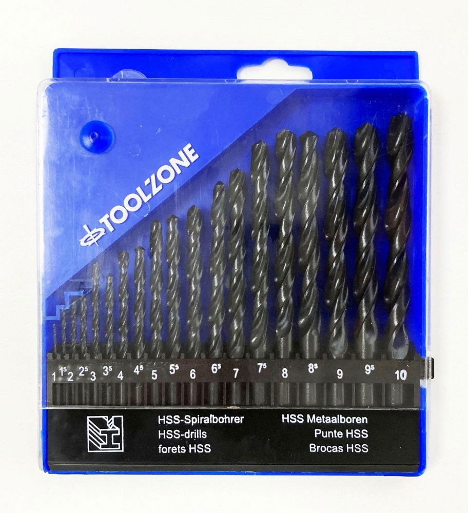 DRILL BIT SET HSS JOBBER 19PC 1-10mm - TOOLZONE KDPDR085